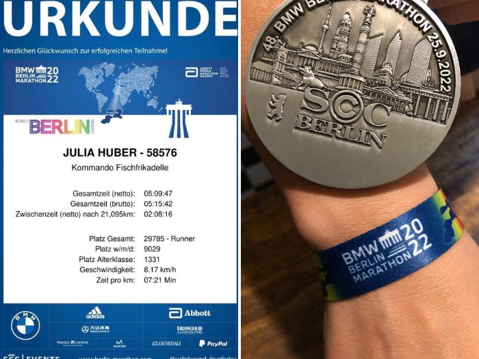 Laufen gibt Kraft Urkunde und Medaille Berlin Marathon 2022
